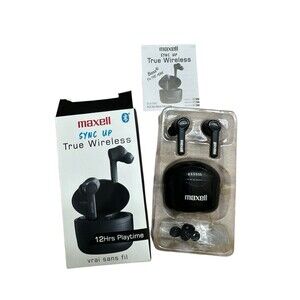 Maxell Sync Up True Wireless Earbuds In Ear Headphones Black 12 Hour Playtime